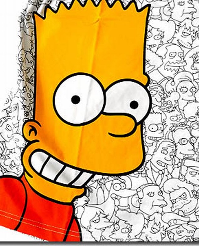 半袖 Tシャツ カットソー トップス メンズファッション The Simpsons ザシンプソンズ 大人気キャラクター バート 大きく描かれた 総柄プリント シンプソンズ 可愛い オシャレ 女の子がゆったり着て 人気アニメ キャラクター Popデザイン 注目度抜群 正規ライセンス並行