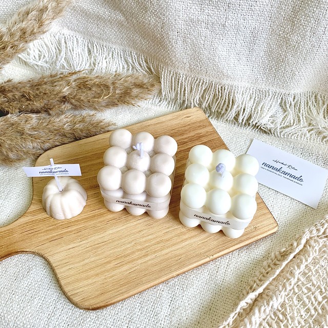 香りが選べる オシャレなボンボンキャンドルホワイト の香り アロマキャンドル ボンボンキャンドル キャンドル Nanakamado