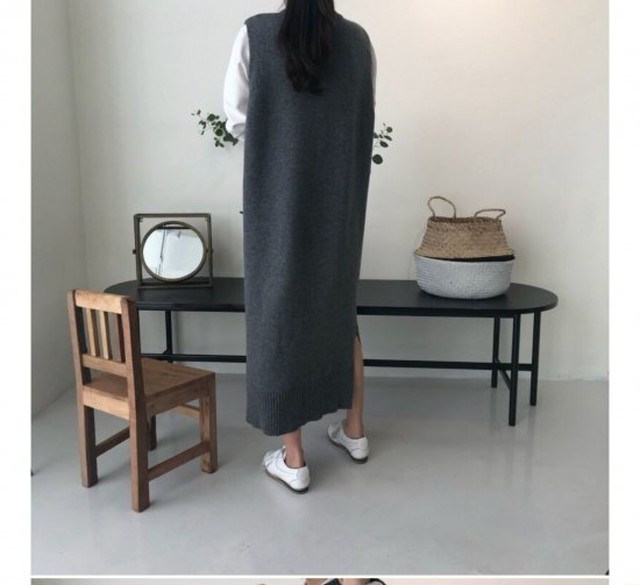 ロングワンピース 秋冬 大きいサイズのレディースワンピース ニットワンピース ロングベスト 体型カバー きれいめワンピ カジュアル ワンピ K0864 Shopmall To You