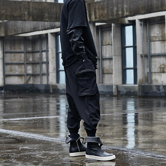 ボリューム クロップド カーゴ サルエルパンツ メンズ 黒 ブラック ユニセックス モード系 サルエル ボトムス ジョガーパンツ ショートパンツ クロップドパンツ ゴシック カーゴパンツ ゆったり ハーフパンツ 韓国 原宿系 お支払い後日以内に発送 Btm018 Garcons