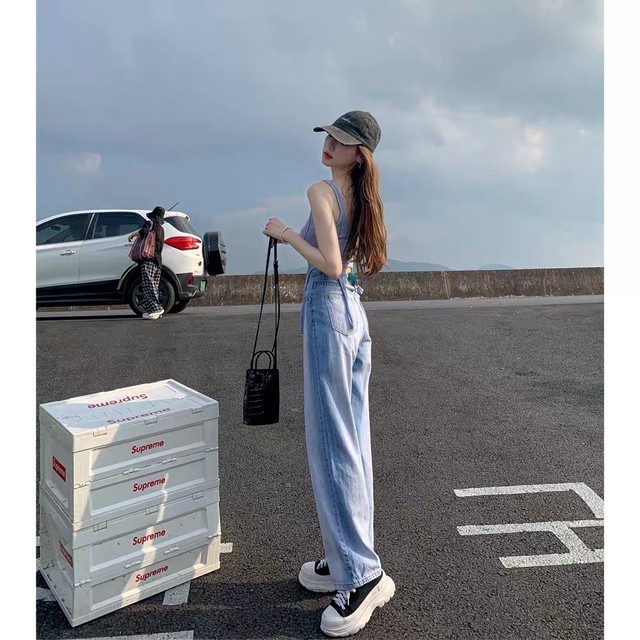 side color denim pants