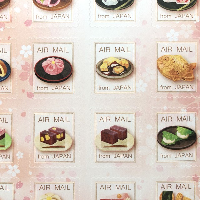 エアメールシール 和菓子のイラスト 切手風 ポスクロドットコムjp Base店