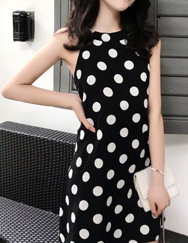 ワンピース ミニ丈 オフショル ドット柄 水玉 春夏 スリム カジュアル エレガント シンプル お嬢様 レトロ Jm4022 ワンピの里