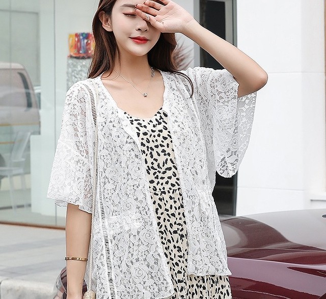 大きいサイズ レディース 花柄レースショート丈カーディガン 羽織 春夏 半袖 トップス 半袖 S 大きいサイズ 送料無料 レディース通販店 ｋｅｃｃｈi 静岡 Base売り場