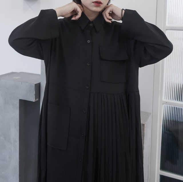 春新作 春 ワンピース シャツワンピース ロング丈 ワンピース 長袖 プリーツ切り替え ワンピース ロングワンピース 黒ワンピース 無地 オーバーサイズ モード系 大人カジュアル 黒 ブラック Canzone カンツォーネ 春新作 春 ワンピース シャツワンピース ロング丈 ワンピース 長袖 プリーツ切り替え ワンピース ロングワンピース 黒ワンピース 無地 オーバーサイズ モード系 大人カジュアル 黒 ブラック Canzone カンツォーネ