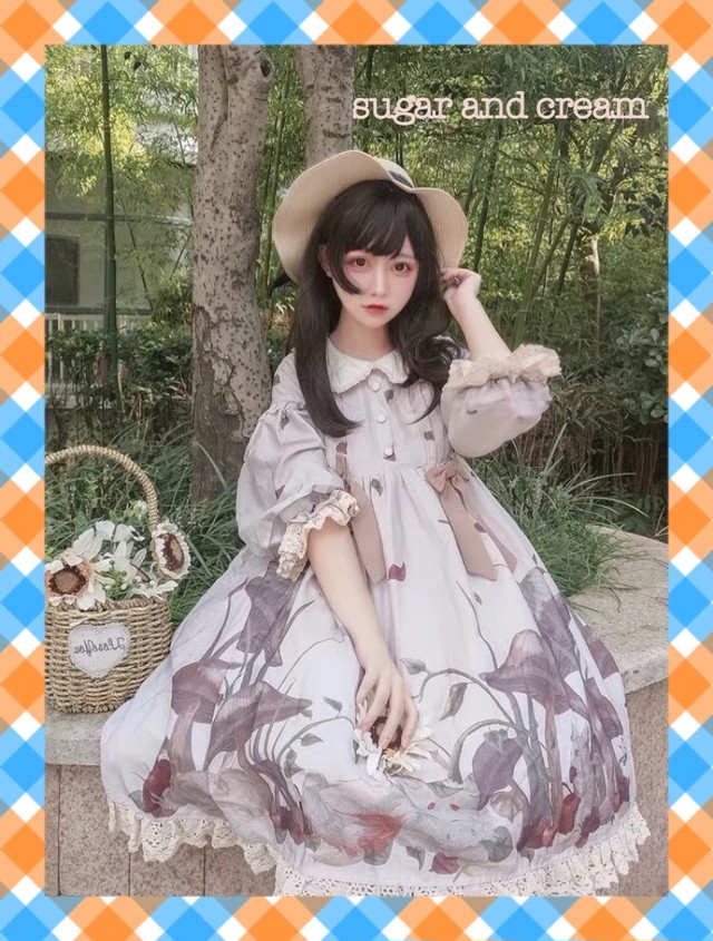 妖狐柄のかわいいワンピース ピンク Sugerncream