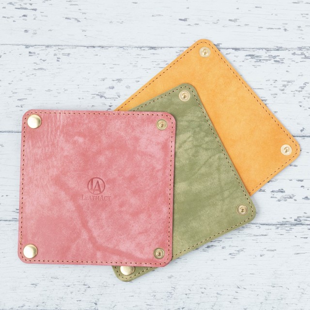 鍋敷 スキレットハンドルカバー ピンク キャンプ アウトドア エコバッグカバー 持ち手 ロッジ Lodge ニトリ Leathact