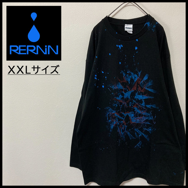 メンズ 長袖 Tシャツ ロンt Xxl 黒 ブラック オーバーサイズ 大きめ ペンキ ペイント 青 赤 Re Rain ストリート ハンドメイド タイダイ 通販