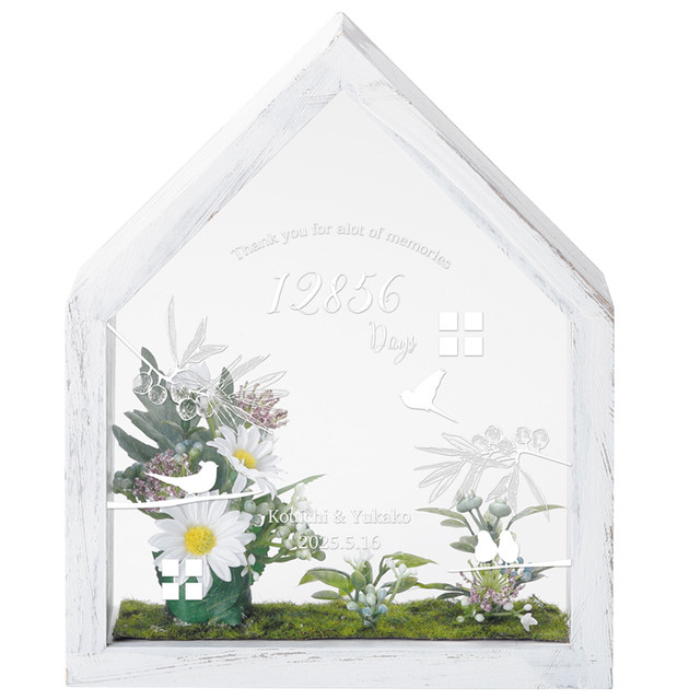 親ギフト用 写真立て メモリウム サンクスバード柄 アンティークホワイト 結婚式 ウェディング ご両親贈呈用 お名入れ 花束贈呈 幸せデリバリー リングピローなどの結婚式アイテム 手芸用品の通販