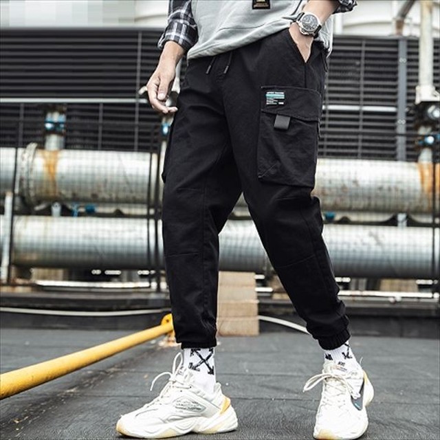 メンズ 全3色 ゆったり マルチポケット 裾絞り パンツ 9分丈 あぱれる泥棒