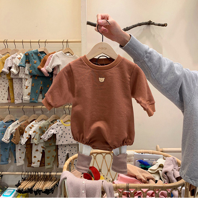 全２色 ロンパース くま 男女兼用 長袖 秋 冬 おしゃれ 可愛い 子供 キッズ ベビー 赤ちゃん 男の子 女の子 子供服 Hay637 Berceau Select Shop ベルソー セレクトショップ キッズ 親子ペアetc