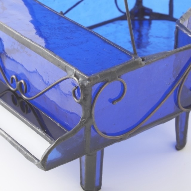 小物入れ オシャレ ステンドグラス ピアノ 型 ステンドガラス ガラス製