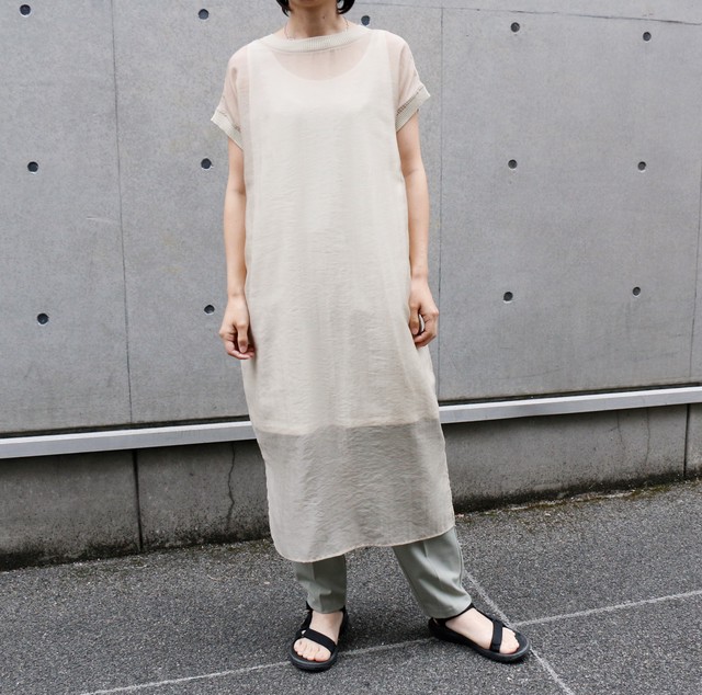 Set シアー 前後着用3way ワンピース インナー付き ベージュ Takt