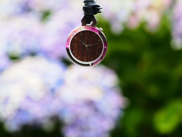 押し花薔薇の黒檀懐中時計 チャーム時計 Atelier Sazancaオンラインストア