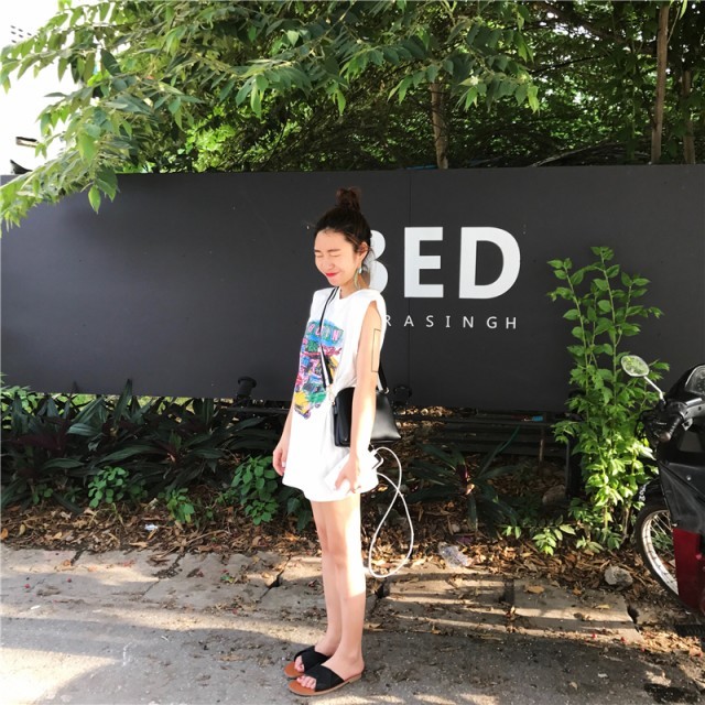 アメカジスタイル ノースリーブ トップス ロングtシャツ トップス アメリカン カジュアル 袖なし 古着 フェミニン 夏 メンズライク Ptnym1434 Shop Suba