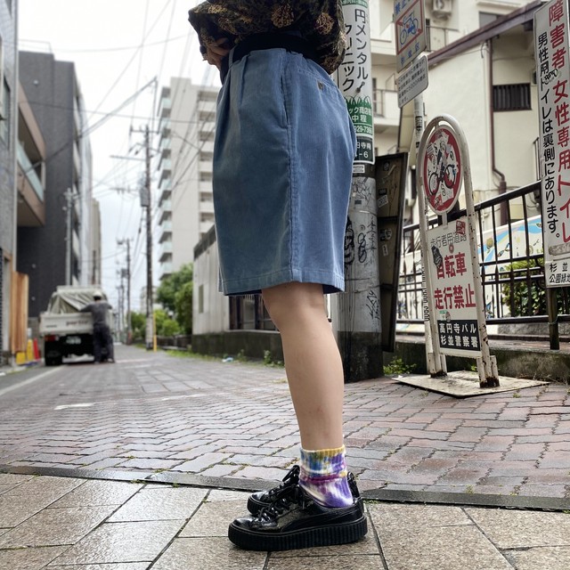 夏に履けるコーデュロイ Dockers ドッカーズ ショーツ ツータック コーデュロイ 水色 W36 Slat Albatross Vintage