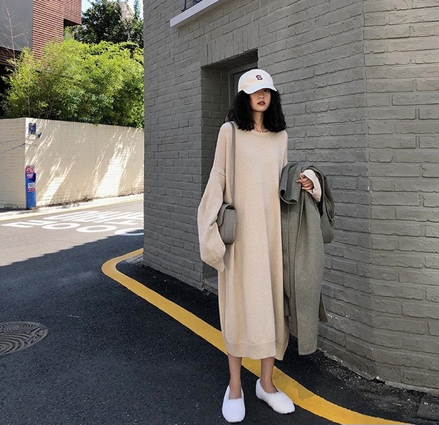 ワンピース ロングワンピース マタニティ マキシ丈 ニットワンピ ルーズ ひざ下 ミディアム丈 長袖 秋 冬 大きいサイズ 10代 代 30代 40代 Ptngt0585 Shop Suba