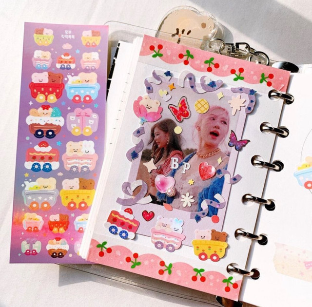 ステッカー シュッシュポッポ ホログラム 韓国シール 韓国文具 Pink Rue La Violette