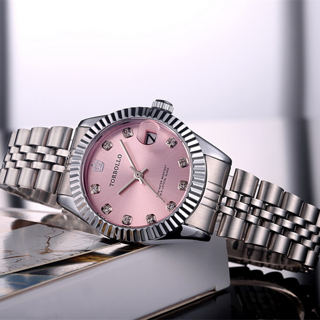 高級時計レディースブランドtorbolloレディースクリスタルゴールドステンレススチールクォーツウォッチレディースファッションウォッチホットセールmontres Blue Gold Braverybase