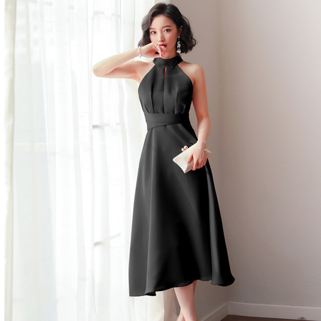 ホルターネック ドレス Pink Black La Merfe 特別な日のお洋服 演奏会ドレス パーティードレスのセレクトショップ ラメルフェ