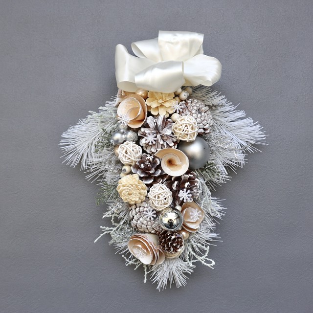 Sale ホワイト クリスマススワッグツリー 造花リース 大人可愛い オシャレ お花と雑貨のショップ Sea Art