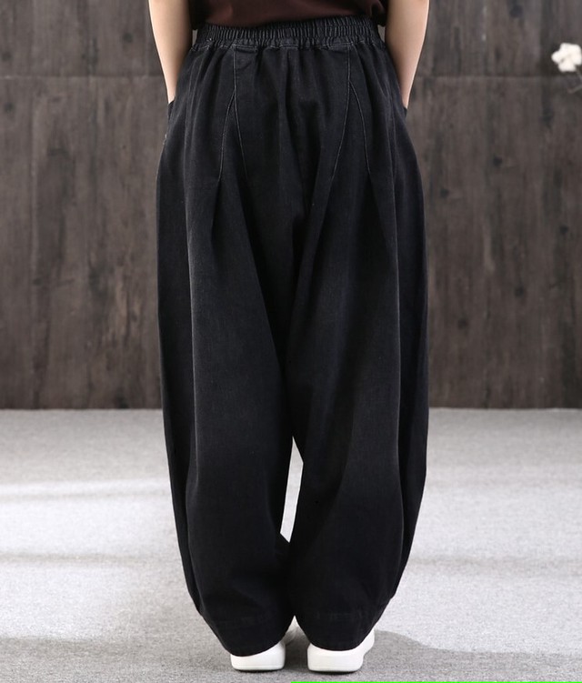 レディースファッション 40代 ファッション 秋冬 エレガント きれいめ 大人 30代40代50代 デニムパンツ サルエルパンツ バギーパンツ サーカスパンツ ウエストゴム ゆったり 体型カバー 下半身カバー らくちん リラックス カジュアル オシャレ ナチュラル Rb A11 00