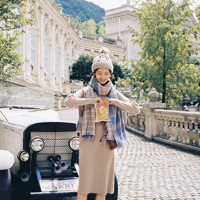 シンプルコーデ ハイネック ニットワンピース リブニット ニットワンピ ひざ丈 カジュアル おしゃれ 秋冬 デイリー 着回し Ptnym3466 Shop Suba