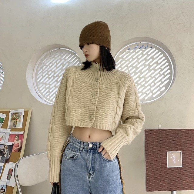high neck short knit