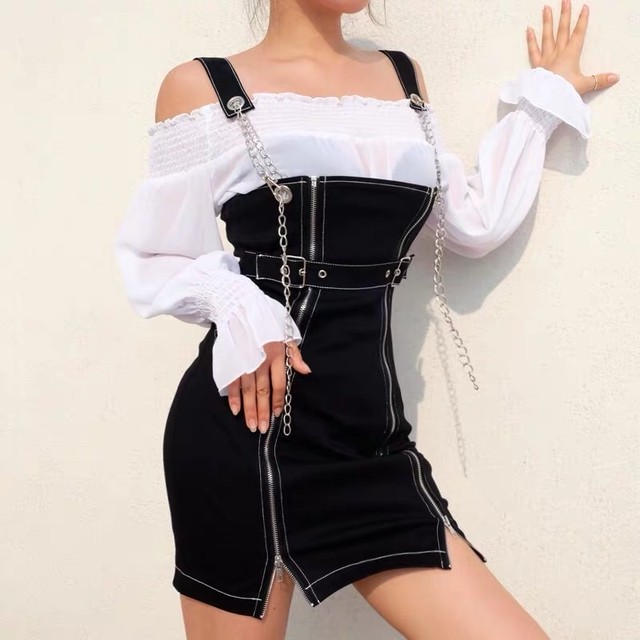 chain shoulder overall skirt