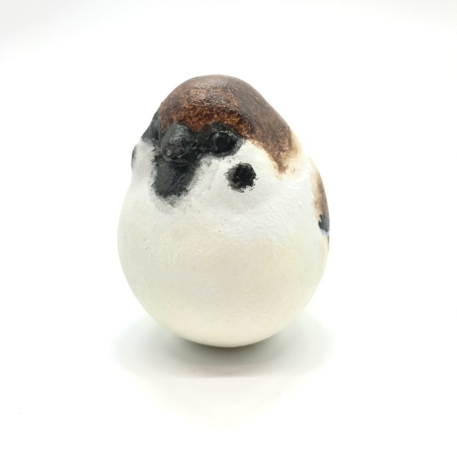 【きゃねこ】 立体作品「メタボ鳥マラカス(小)」すずめ①