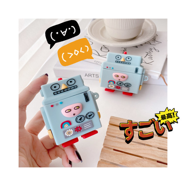 Airpods Pro Airpods ケース ロボット 保護 カバー 宇宙旅行 シリコン カラビナ付 エアポッズプロケース エアポッズ 第2世代 第1世代 収納 Airpods3ケース かわいいairpodsケース Apple Watchバンド Iphoneケース New I