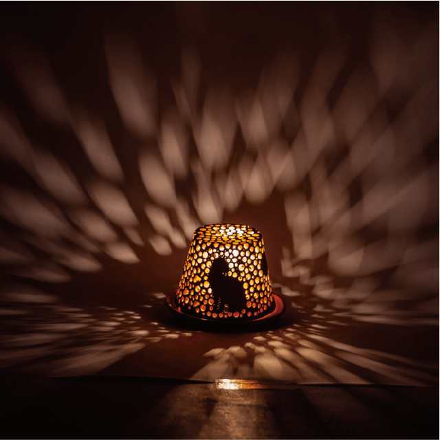 陶華光ランプシェード 匠 猫あそび T05 本体 皿 照明セット Tomplanter 水川製陶所