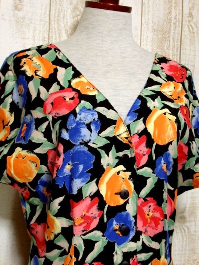 ヴィンテージワンピース 古着 レトロ ワンピース 春夏 半袖 60年代 70年代 Op5439 ヴィンテージワンピース レトロ 古着 Chieruaruko