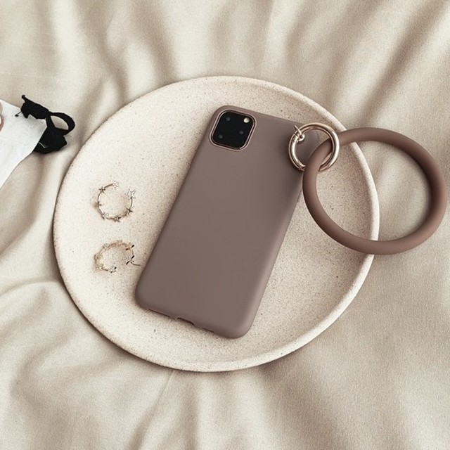 Iphone12新機種対応 落下防止 リングストラップ付き ベーシックカラーのマットiphoneケース P Gaacal