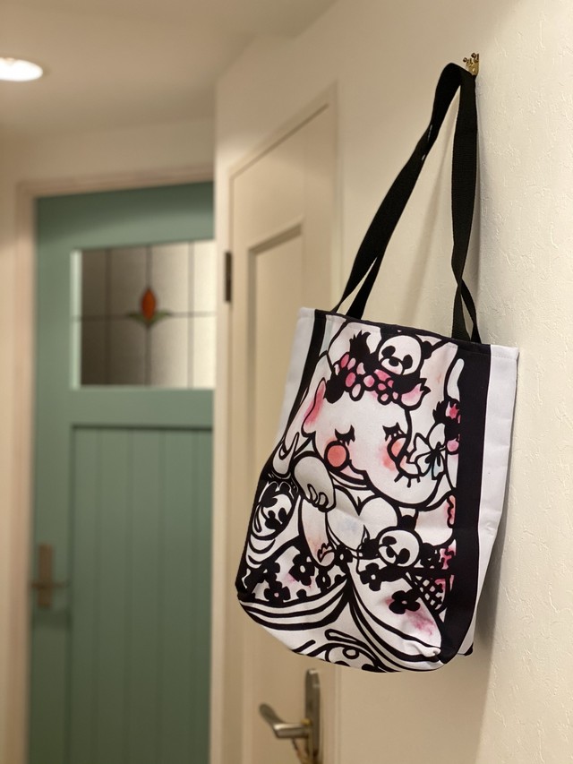 切り絵パンダと花嫁ゾウさんsサイズトートバッグ Kirara工房