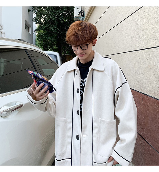 Lappsterヴィンテージパッチワークポケット冬コートメンズウールコートメンズストリート原宿黒オーバーコートメンズジャケットコート ブラック かわいい ウィンター 冬物 ビンテージ Lappster公式ストア Efect