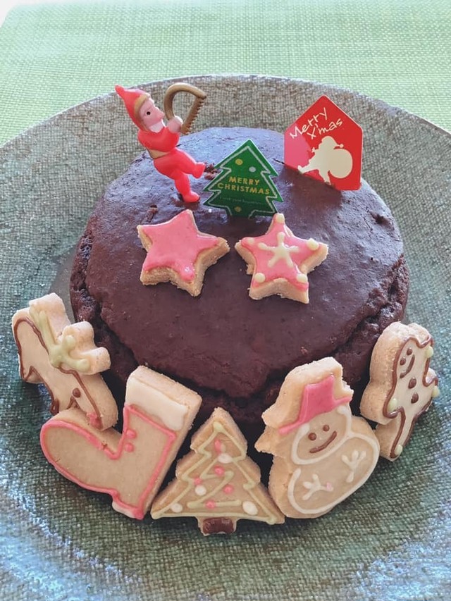 クリスマスおうちでデコレーション 米粉ガトーショコラ アイシングクッキーset 送料込み 米粉洋菓子 麒麟ｃａｆｅ