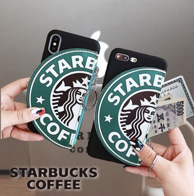 Starbucks Iphone 7 8 7plus 8plus X 用 ケース カバー ポーチ 財布 スターバックス 小物 入れ カード 折りたたみ 収納 アイホン アイフォン スタバ 10 Mmmc