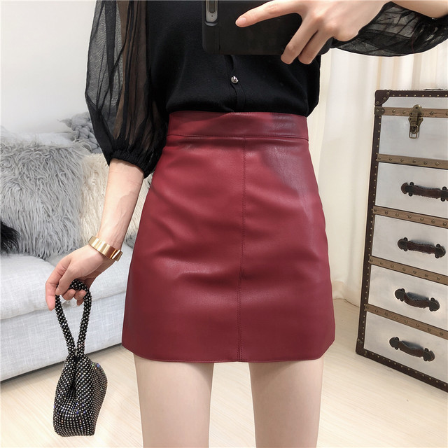 全6色 タイトスカート レザー ミニ丈 ショート丈 ハイウエスト レトロ