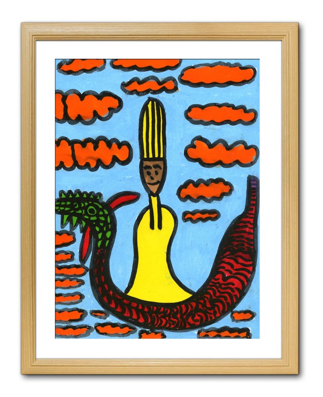 A3額付き 青空を飛ぶ龍人 トモ タカイ Art Shop