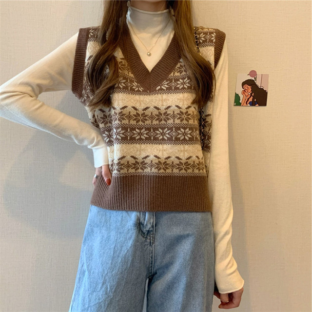 〈カフェシリーズ〉ノルディックニットベスト【Nordic knit vest】