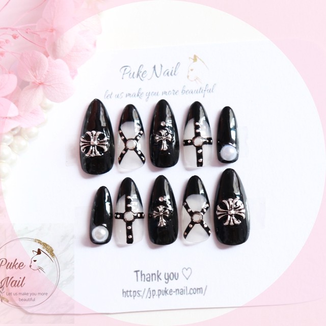 Pukeネイル No 385 ブラック量産型 地雷系ネイルチップ ネイルチップ つけ爪 購入ならpuke Nail