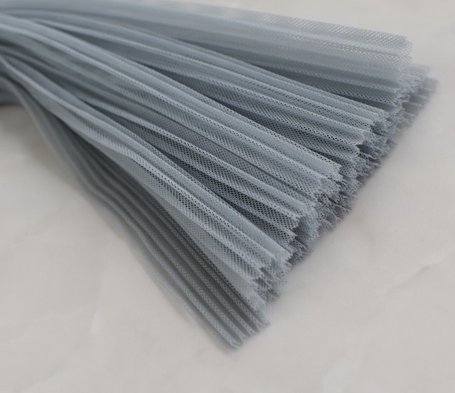 チュール プリーツ加工生地 ライトブルー よろず屋みらい