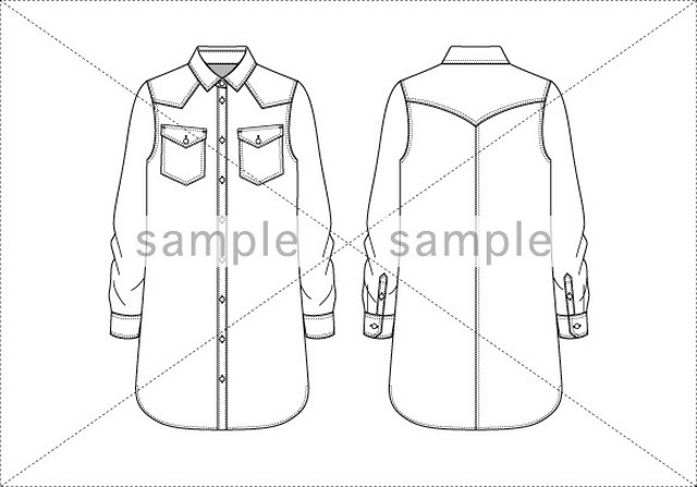 シャツワンピデザイン画 ファッションイラストストア