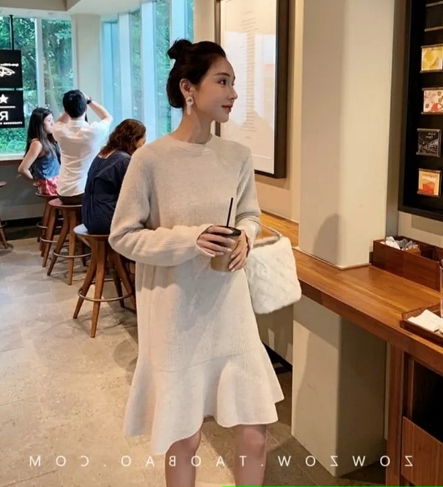 ペプラムニットワンピース 裾フレア フレアワンピース フリル ペプラム ニット ニットワンピース フリルワンピース 裾フリル Rosecamila ローズカミラ