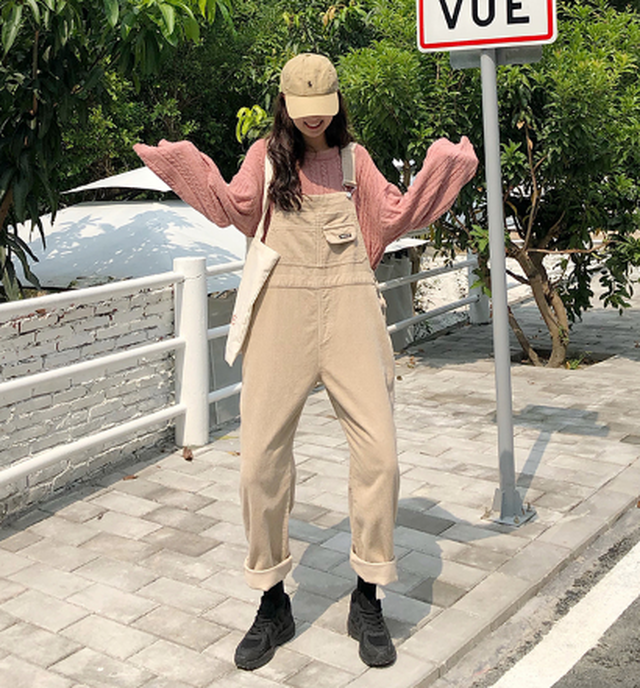 オーバーオール 可愛い シンプル 代 オシャレ カジュアル 無地 ガーリー 大人可愛い フェミニン Toptop