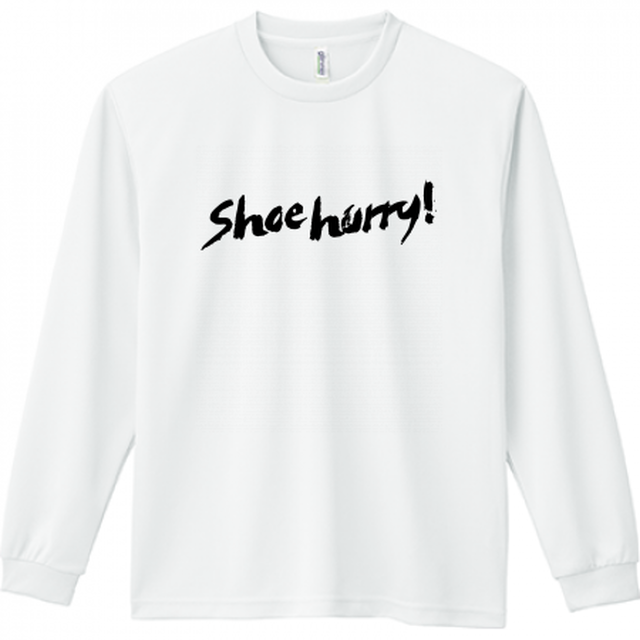 【ホワイト/ブラック】SHOEHURRY! 長袖ドライTシャツ