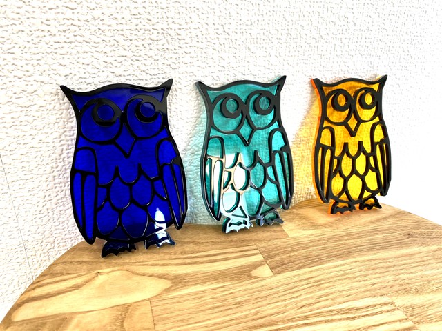 Stained Glass Style Art Interior ステンドグラス 風 アート インテリア フクロウ 梟 Owl ナチュラルインテリアshop Aochilc