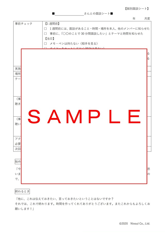 ニースル 個別面談シート Word ダウンロード版 Niesul ニースル