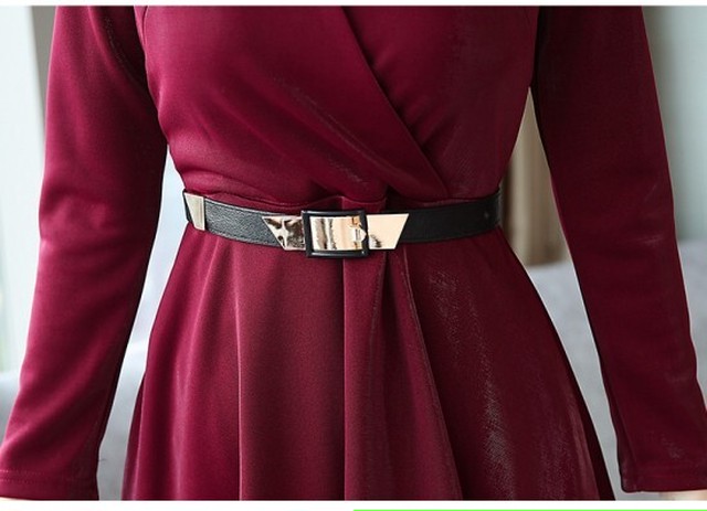 カシュクール ワンピース 大きめサイズ レディース 40代 秋冬 ロングワンピ ベルト 結婚式 お呼ばれワンピース 30代 40代 50代 きれいめ Shopmall To You